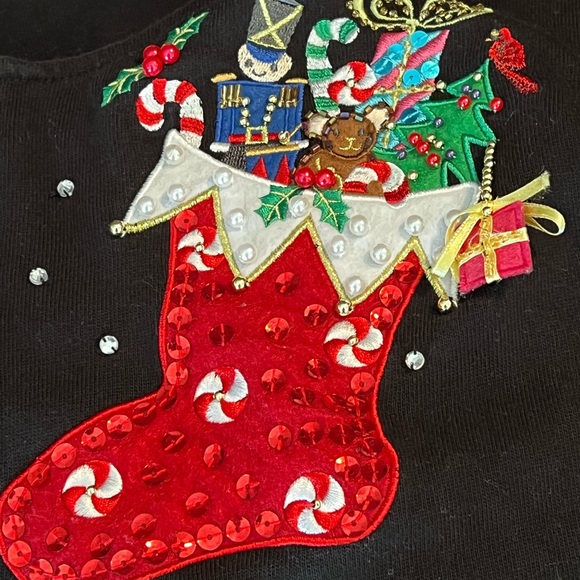 Quacker Factory 1x Christmas vintage jeweled & embellished top - Picture 5 of 5